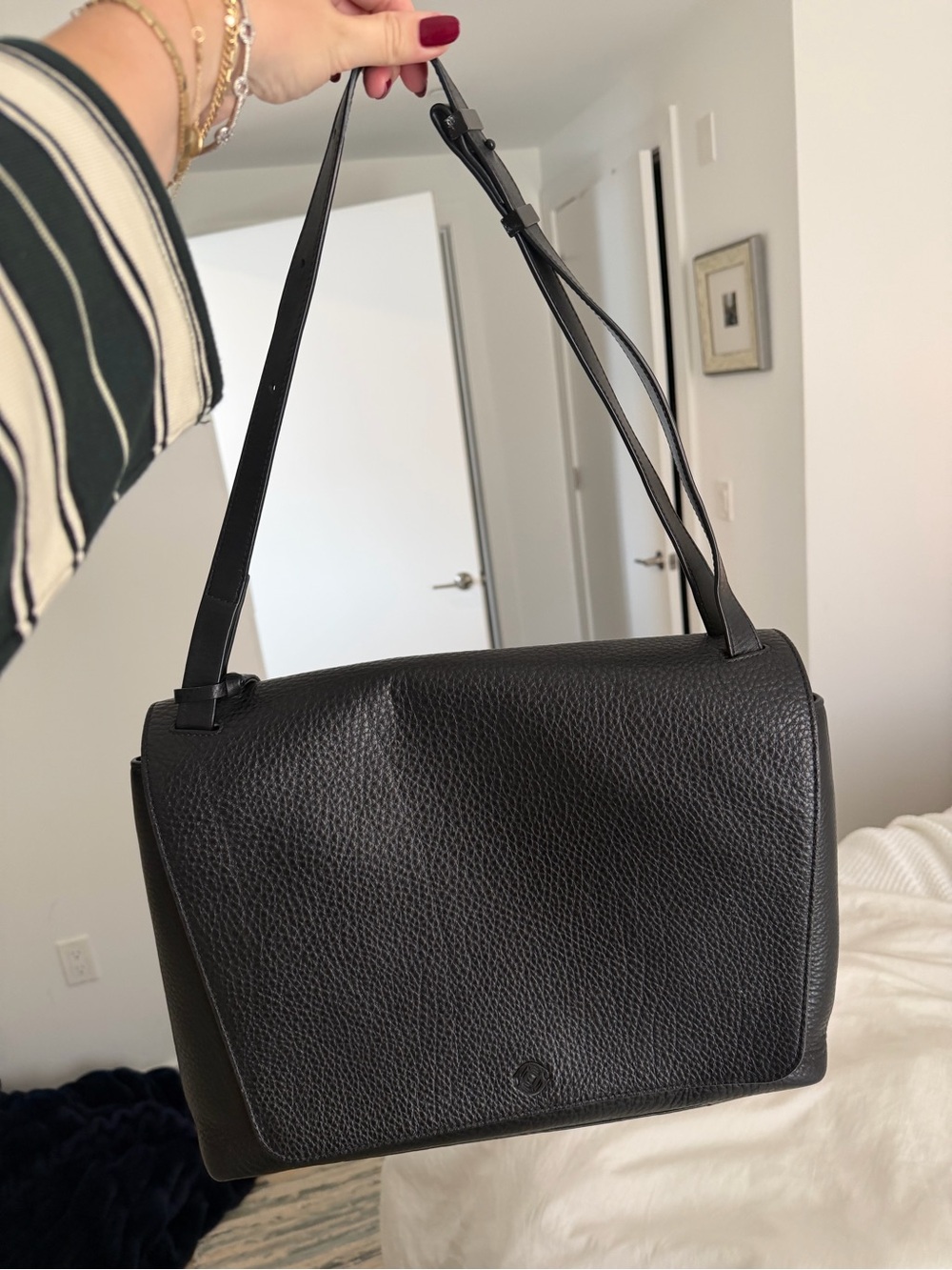 Dagne Dover Black Leather Shoulder Bag/Tote